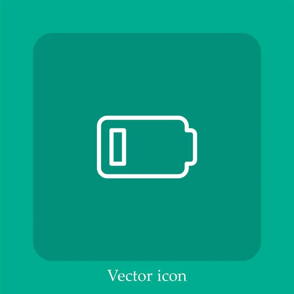 Icono Vector Bajo Nivel Batería Icon Line Lineal Con Carrera — Archivo Imágenes Vectoriales