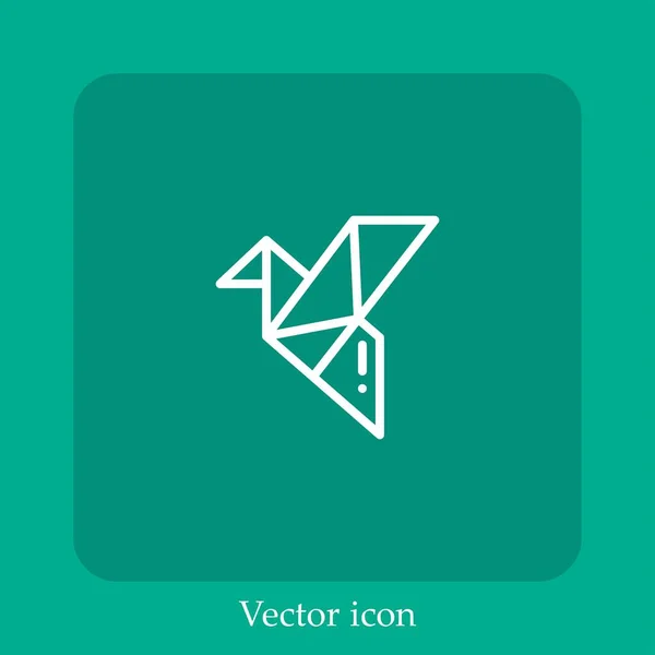 Icône Vectorielle Origami Icône Linéaire Ligne Avec Course Modifiable — Image vectorielle