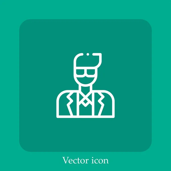 Hombre Negocios Icono Vectorial Icon Line Lineal Con Carrera Editable — Vector de stock