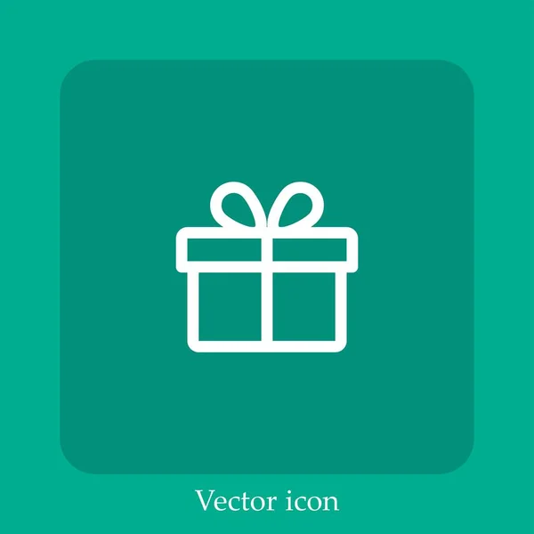 Icône Vectorielle Cadeau Icône Linéaire Ligne Avec Course Modifiable — Image vectorielle