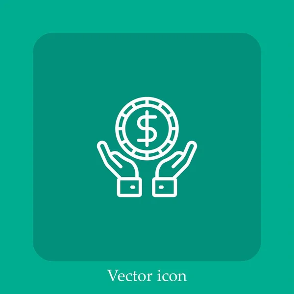 Ícone Vetorial Dinheiro Linear Icon Line Com Curso Editável — Vetor de Stock