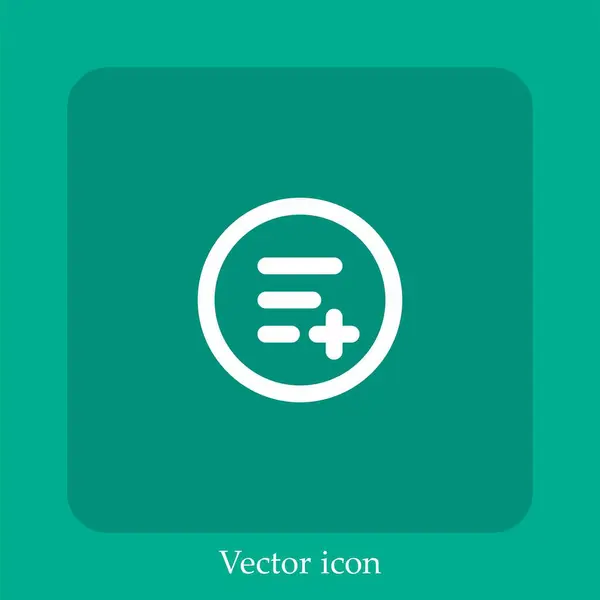 Lejátszási Lista Vektor Ikon Lineáris Ikon Vonal Szerkeszthető Stroke — Stock Vector