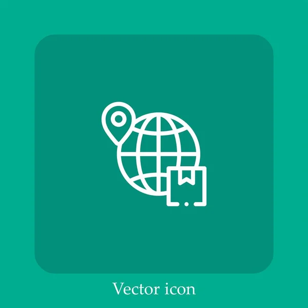 Icono Vector Envío Todo Mundo Icon Line Lineal Con Carrera — Vector de stock