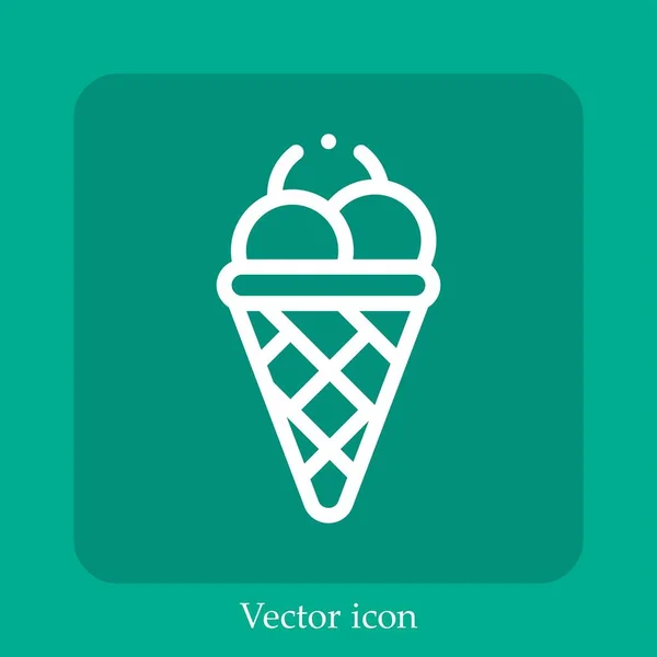 Иконка Вектор Мороженого Линейный Icon Line Редактируемым Штрихом — стоковый вектор