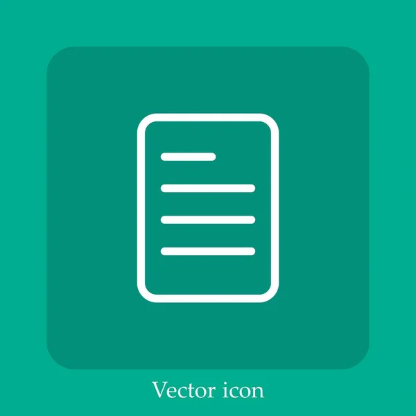 Ícone Vetor Papel Linear Icon Line Com Curso Editável — Vetor de Stock