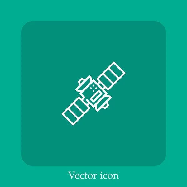 Icône Vectorielle Satellite Icône Linéaire Ligne Avec Course Modifiable — Image vectorielle
