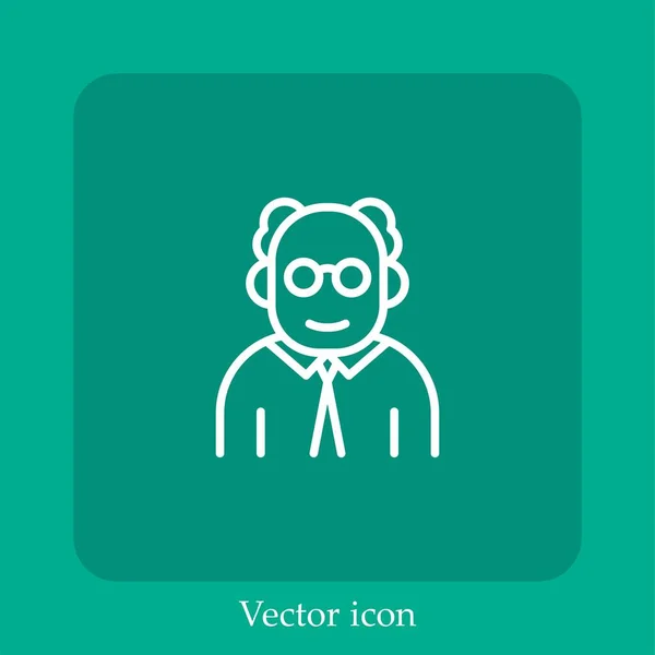 Ícone Vetor Professor Linear Icon Line Com Curso Editável — Vetor de Stock