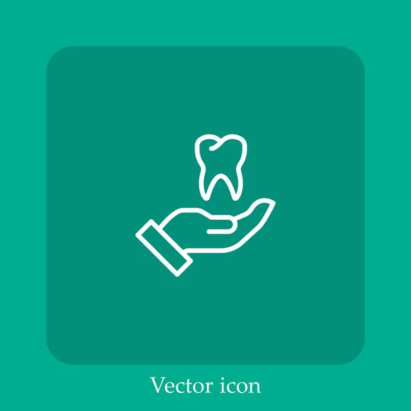 Ícone Vetor Dente Linear Icon Line Com Curso Editável — Vetor de Stock