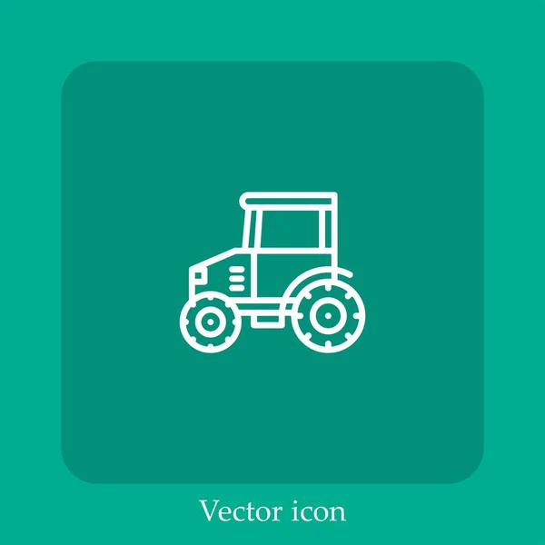 Tractor Vector Icono Lineal Icon Line Con Carrera Editable — Vector de stock