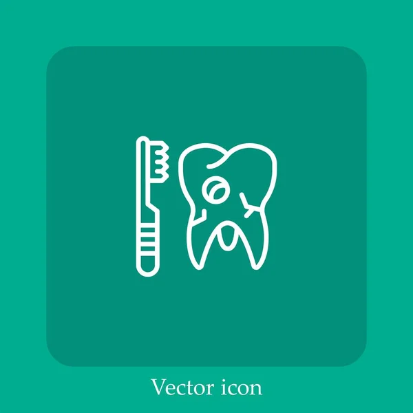 Ícone Vetor Dente Quebrado Linear Icon Line Com Curso Editável — Vetor de Stock