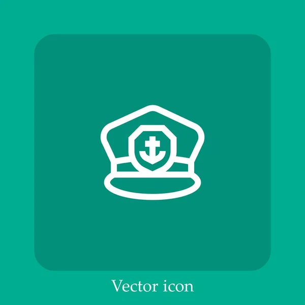 Captain Vector Icono Lineal Icon Line Con Carrera Editable — Vector de stock