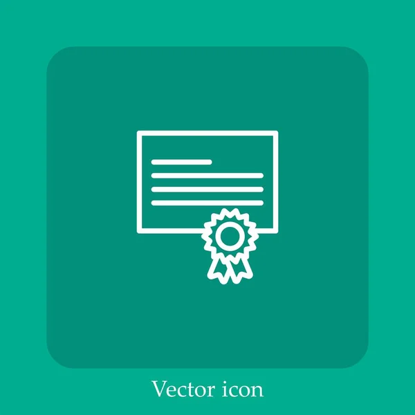 Ícone Vetor Licença Linear Icon Line Com Curso Editável — Vetor de Stock