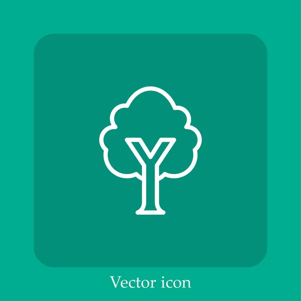 Icône Vectorielle Arbre Icône Linéaire Ligne Avec Trait Modifiable — Image vectorielle