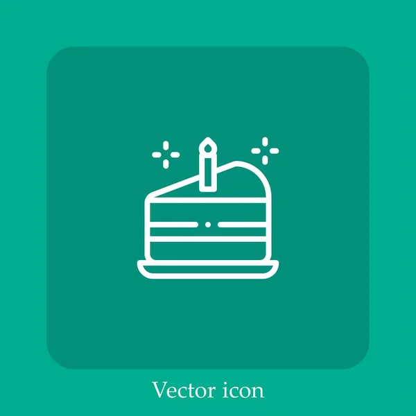 День Рождения Торт Кусок Вектора Иконка Linear Icon Line Редактируемым — стоковый вектор