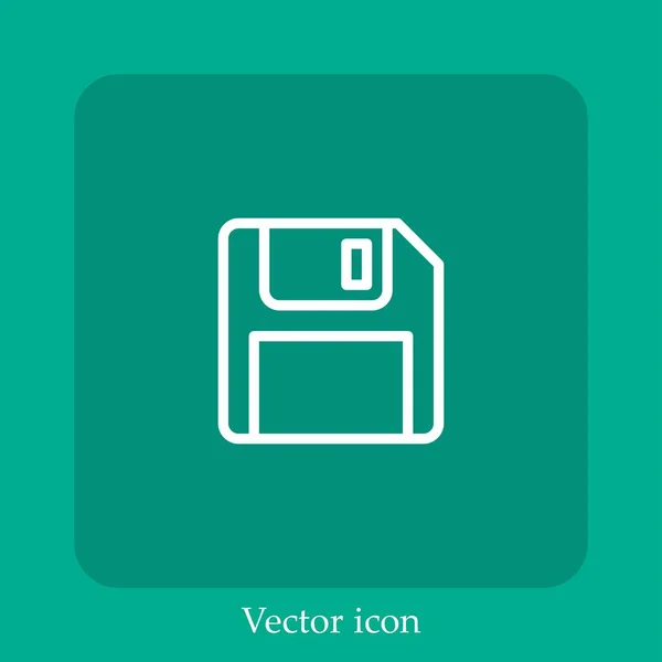 Icône Vectorielle Disquette Icône Linéaire Ligne Avec Trait Modifiable — Image vectorielle