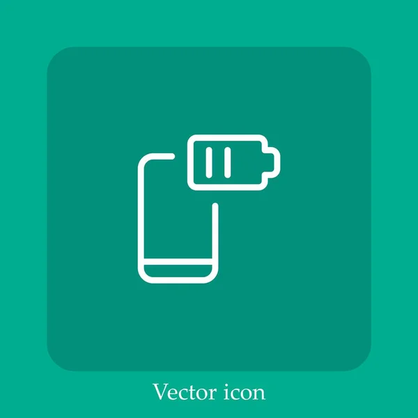 Low Battery Vector Icon Linear Icon Line Editable Stroke — Stock Vector