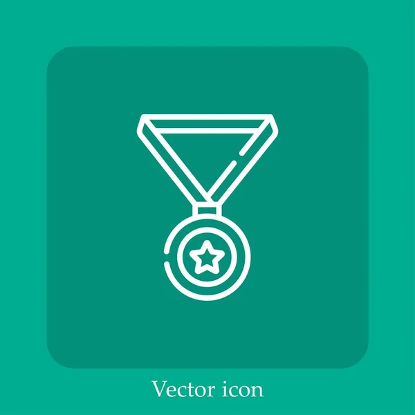 Medal Vector Icon Linear Icon Line Editable Stroke — Stock Vector