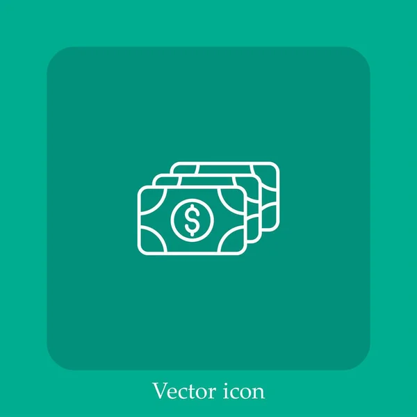 Ícone Vetorial Dinheiro Linear Icon Line Com Curso Editável — Vetor de Stock