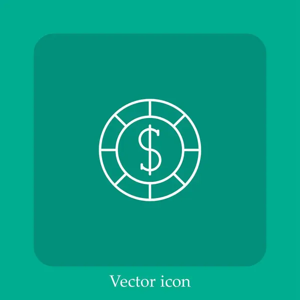 Casino Chips Vector Icon Linear Icon Line Editable Stroke — Stock Vector