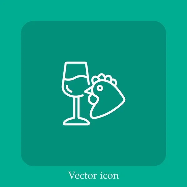 Chicken Vector Icon Lineare Icon Line Mit Editierbarem Strich — Stockvektor