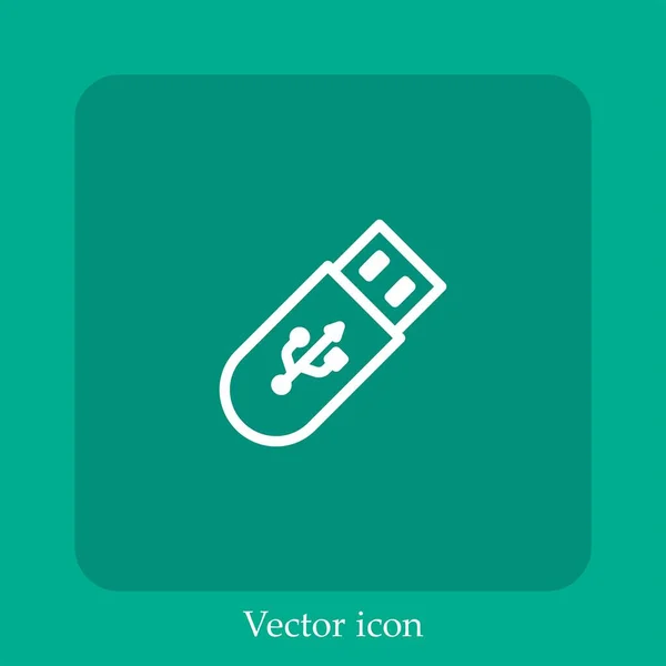 Flash Laufwerk Vektor Symbol Lineare Icon Line Mit Editierbarem Strich — Stockvektor