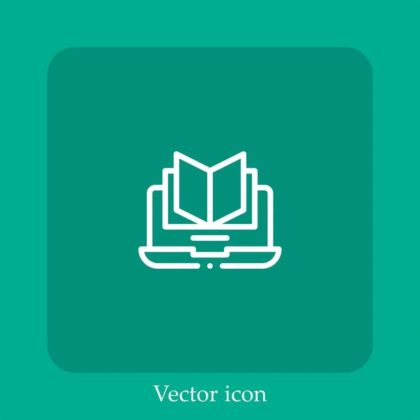Ícone Vetor Aprendizagem Online Linear Icon Line Com Curso Editável — Vetor de Stock