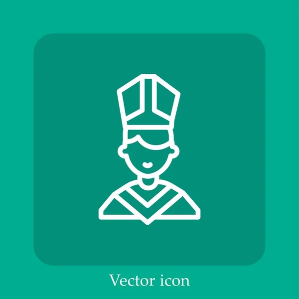 Ícone Vetor Papa Linear Icon Line Com Curso Editável — Vetor de Stock