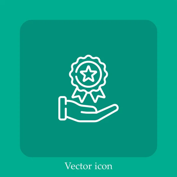 Récompense Icône Vectorielle Icône Linéaire Ligne Avec Course Modifiable — Image vectorielle