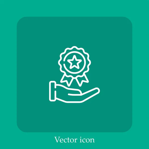 Ícone Vetorial Recompensa Linear Icon Line Com Curso Editável — Vetor de Stock