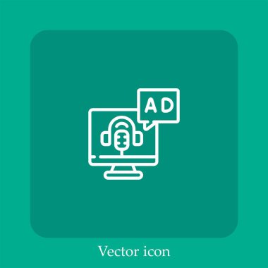 Bilgisayar vektörü simgesi doğrusal simgesi. Düzenlenebilir vuruş ile satır
