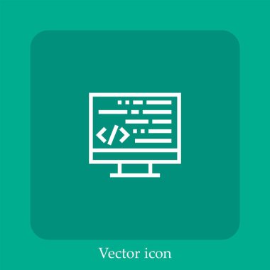 Kodlama vektörü simgesi doğrusal simgesi. Düzenlenebilir vuruş ile satır