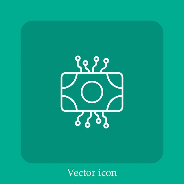 Icono Vector Criptomoneda Icon Line Lineal Con Carrera Editable — Vector de stock