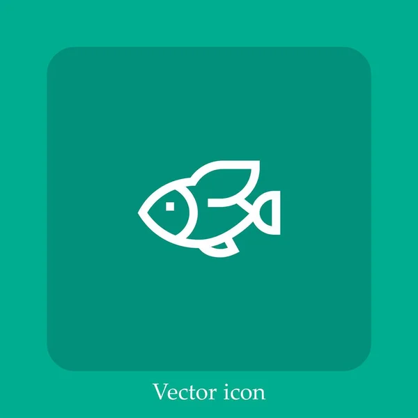 Icono Vector Peces Voladores Icon Line Lineal Con Carrera Editable — Vector de stock