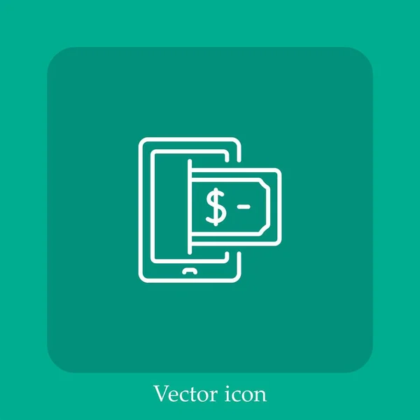 Icono Vector Banca Móvil Icon Line Lineal Con Carrera Editable — Vector de stock