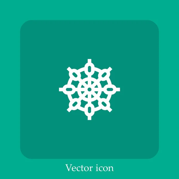 Icono Del Vector Del Timón Icon Line Lineal Con Carrera — Vector de stock