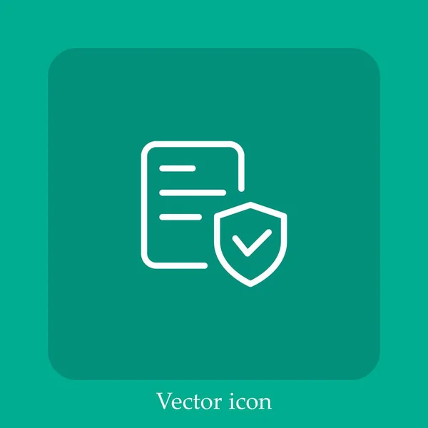 Ícone Vetorial Seguro Linear Icon Line Com Curso Editável —  Vetores de Stock