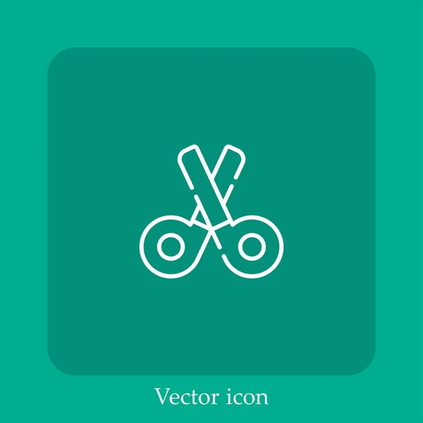 Ножницы Векторный Значок Linear Icon Line Редактируемым Штрихом — стоковый вектор