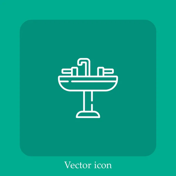 Ícone Vetor Pia Linear Icon Line Com Curso Editável — Vetor de Stock