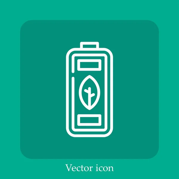 Battery Vector Icon Linear Icon Line Editable Stroke — Stock Vector