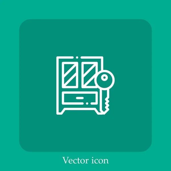 Icono Vector Gabinete Icon Line Lineal Con Carrera Editable — Vector de stock