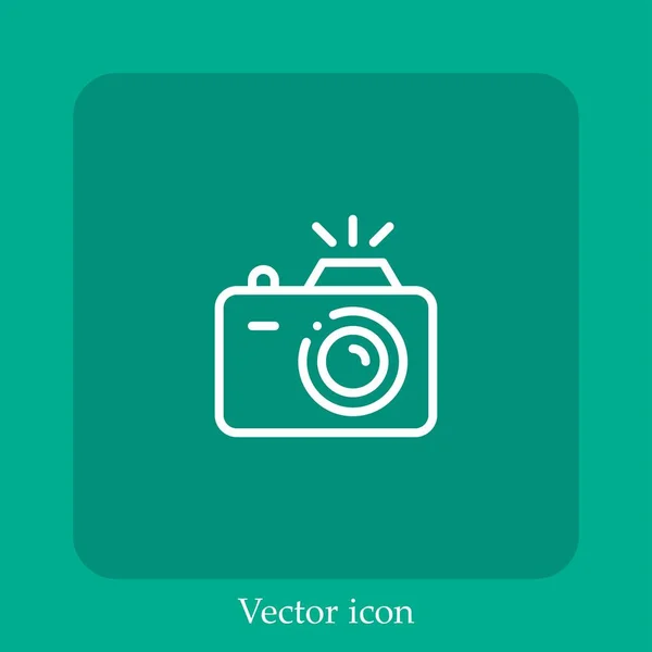 Camera Vector Icon Linear Icon Line Editable Stroke — Stock Vector