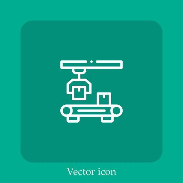 Förderband Vektor Symbol Linear Icon Line Mit Editierbarem Strich — Stockvektor