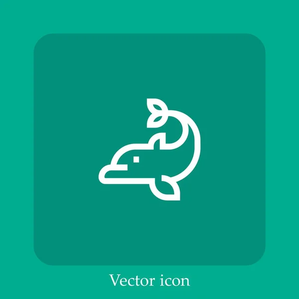Icono Vector Delfín Icon Line Lineal Con Carrera Editable — Vector de stock