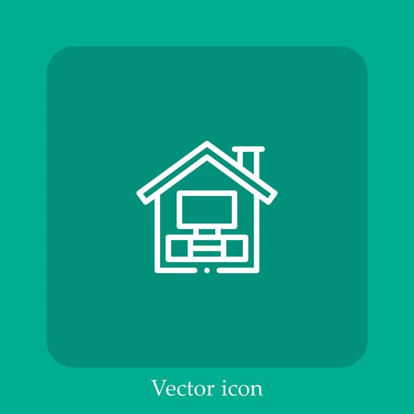 Icône Vectorielle Télévision Icône Linéaire Ligne Avec Course Modifiable — Image vectorielle