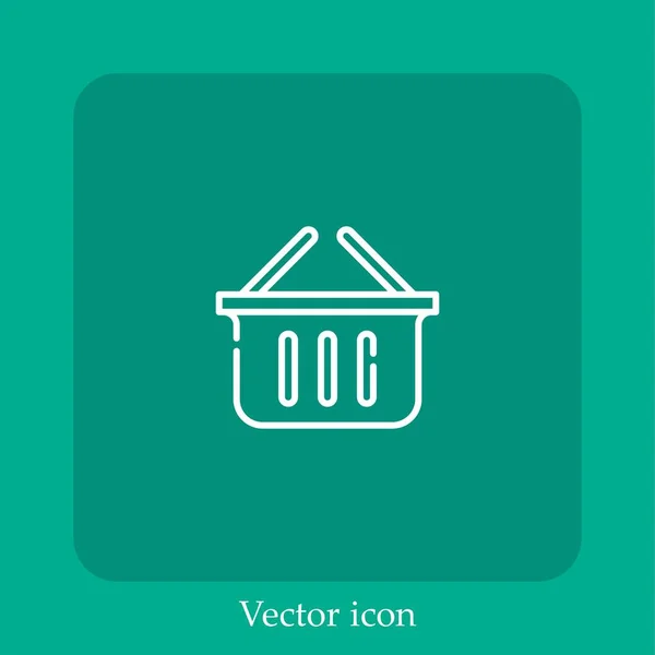 Cesta Ícone Vetor Linear Icon Line Com Curso Editável — Vetor de Stock