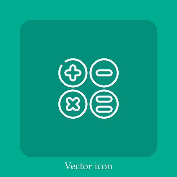 Icône Vectorielle Calculatrice Icône Linéaire Ligne Avec Course Modifiable — Image vectorielle