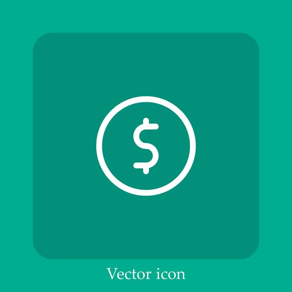 Dólar Icono Vector Icon Line Lineal Con Carrera Editable — Vector de stock