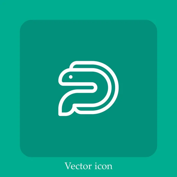 Ikona Vektoru Úhoře Lineární Ikonou Čára Upravitelným Tahem — Stockový vektor