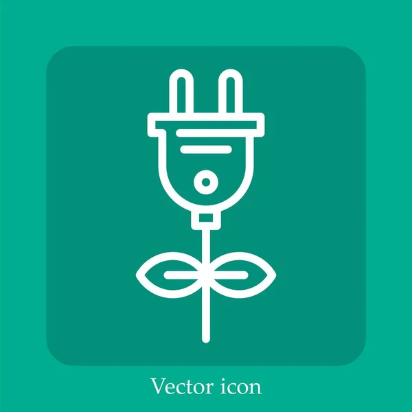 Ícone Vetor Energia Verde Linear Icon Line Com Curso Editável — Vetor de Stock