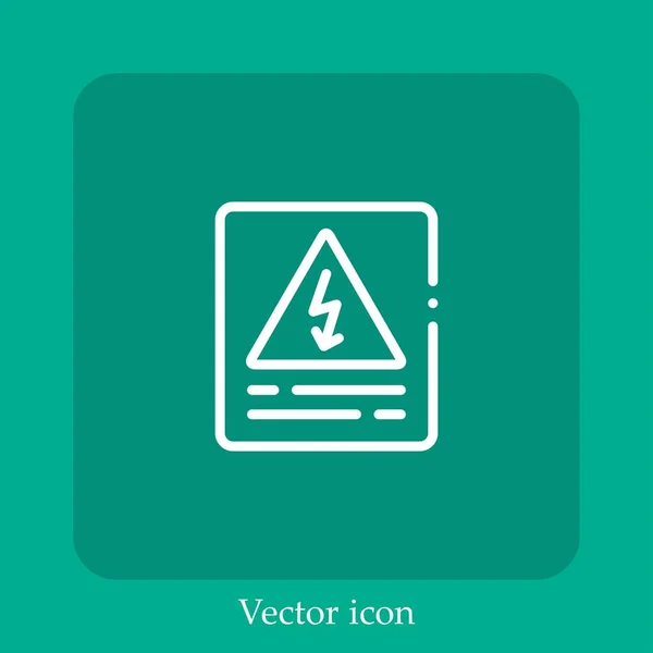 Icône Vectorielle Haute Tension Icône Linéaire Ligne Avec Course Modifiable — Image vectorielle